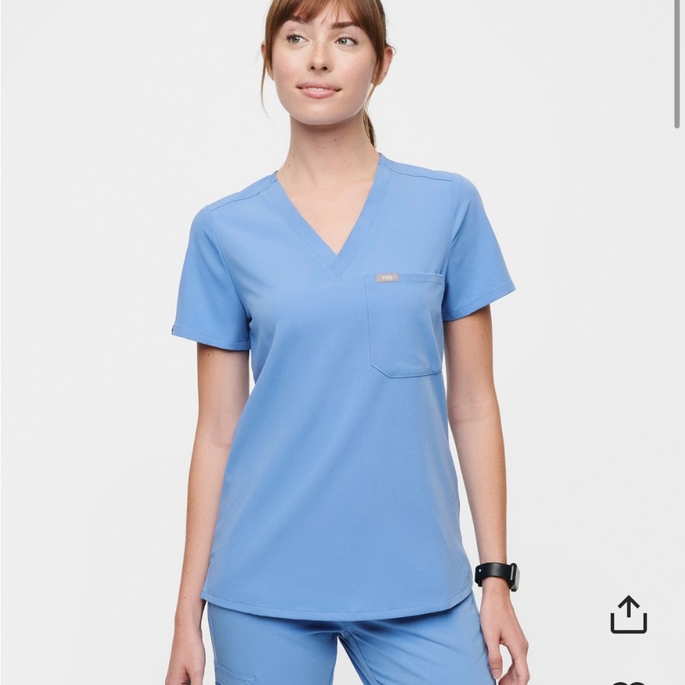 Women's Blue V-Neck Scrub Top
